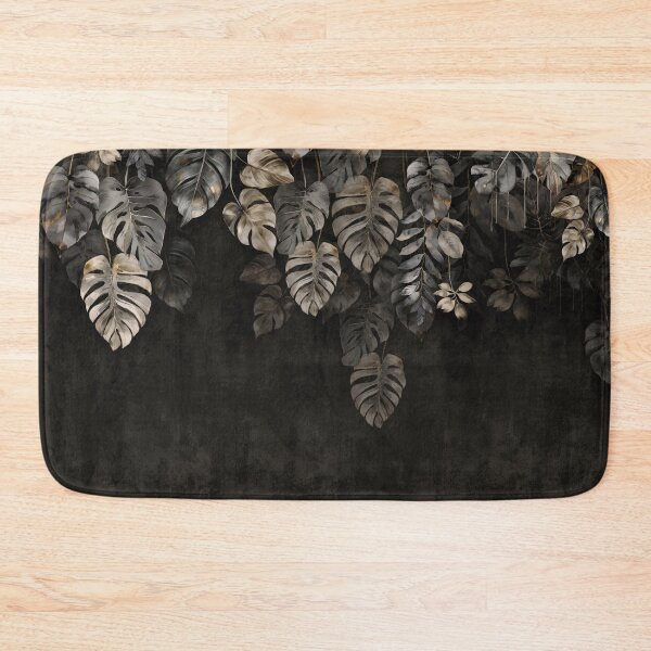 Item preview, tropical leaf pattern wallpaper with a black background  designed and sold by hAITHAM1985.