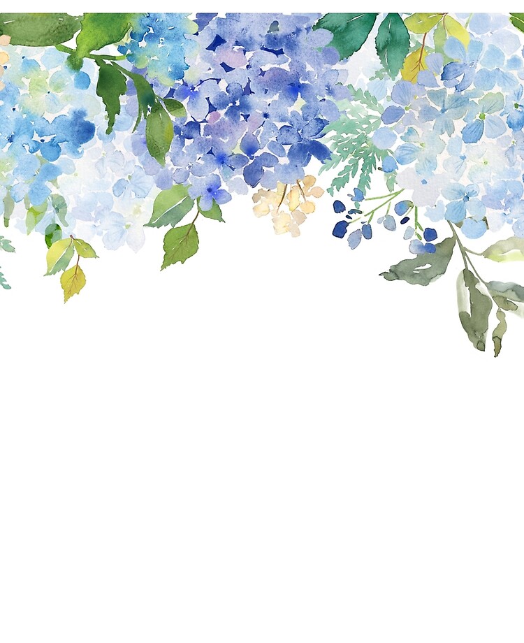 Blue Hydrangea Preppy Watercolor Crest