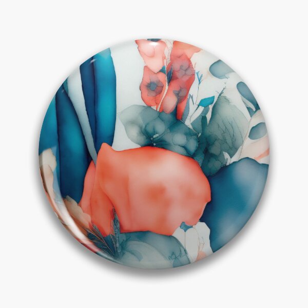 Item preview, Watercolor- Floral Clutter Coral and Blue  designed and sold by ElectraW.