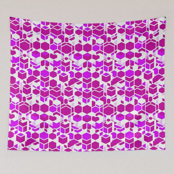 Item preview, Cool Hot Pink Cubes Squares Patterns designed and sold by Digi Artworks Store.