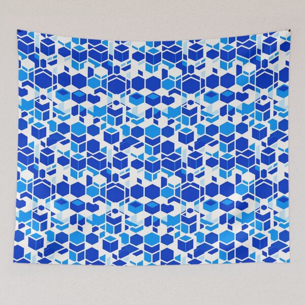 Item preview, Blue Geometric Cubes Pattern designed and sold by Digi Artworks Store.