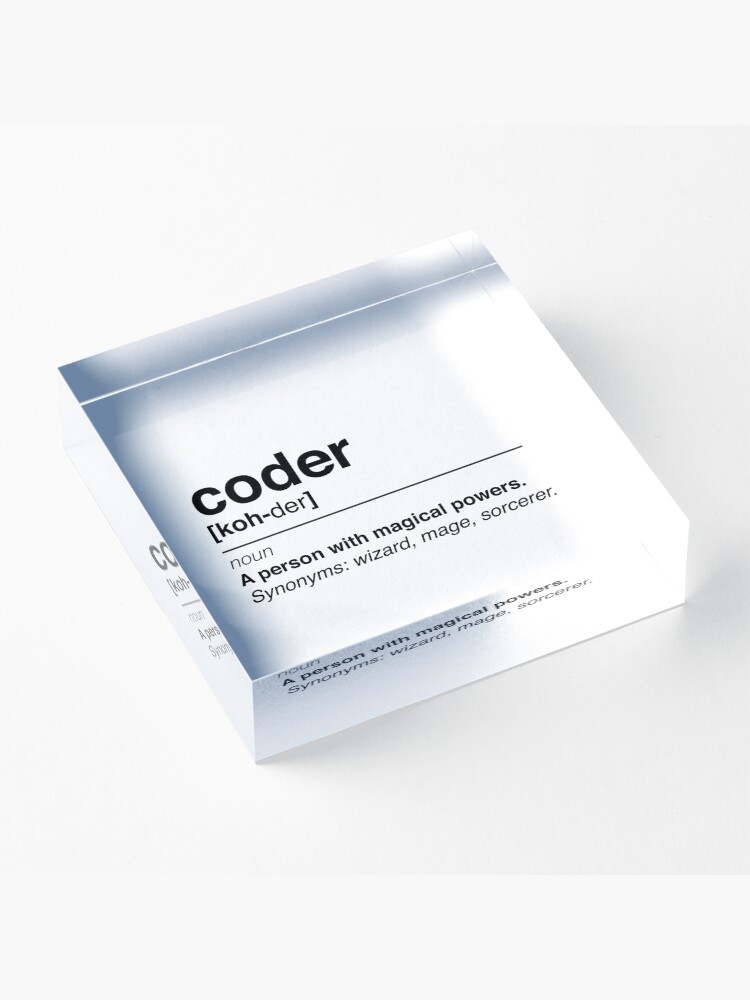 Alternate view of Coder definition Acrylic Block