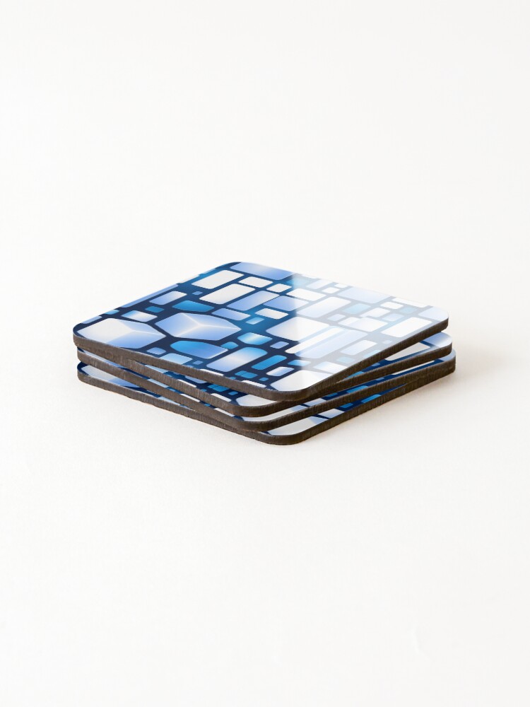 Thumbnail 4 of 5, Coasters (Set of 4), Blue Geometric Pattern designed and sold by DigiArtworksStr.