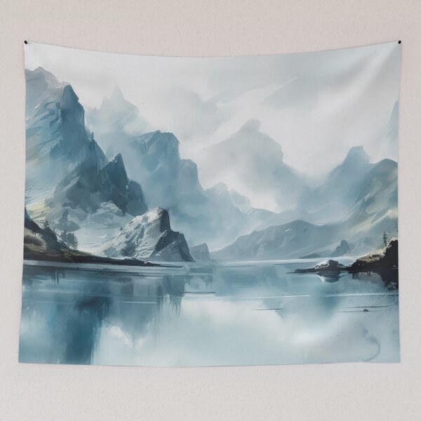 Item preview, Fjord Landscape Watercolor Painting Norway Mountains designed and sold by Aurora Hues.