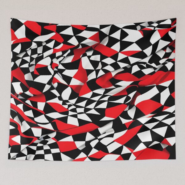Item preview, 3D Triangular Black Red and White Geometric Shapes designed and sold by deniselynnimage.