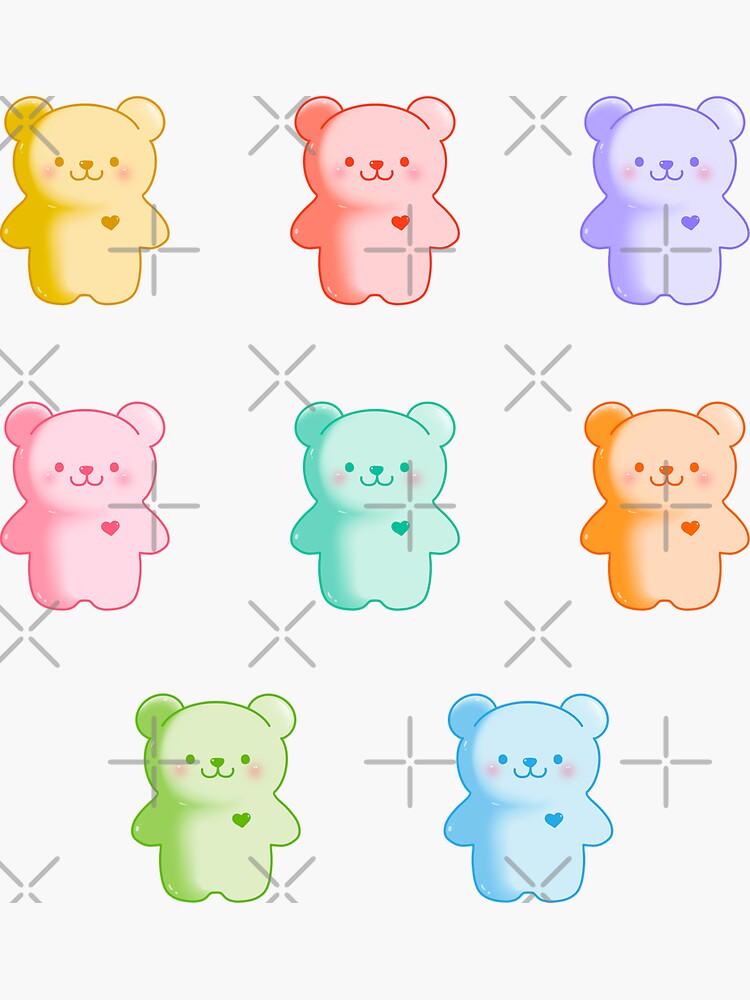 Colourful Gummy Bears set Sticker for Sale by Narukuku