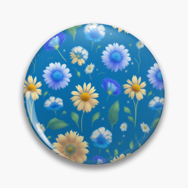 Item preview, Retro Yellow Blue Flower Pattern  designed and sold by Digi Artworks Store.