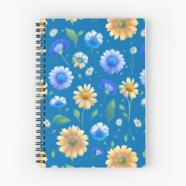 Item preview, Retro Yellow Blue Flower Pattern  designed and sold by Digi Artworks Store.