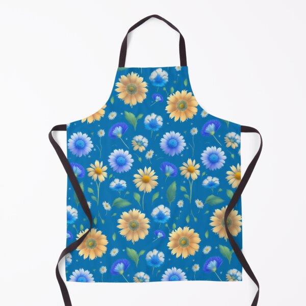 Item preview, Retro Yellow Blue Flower Pattern designed and sold by Digi Artworks Store.