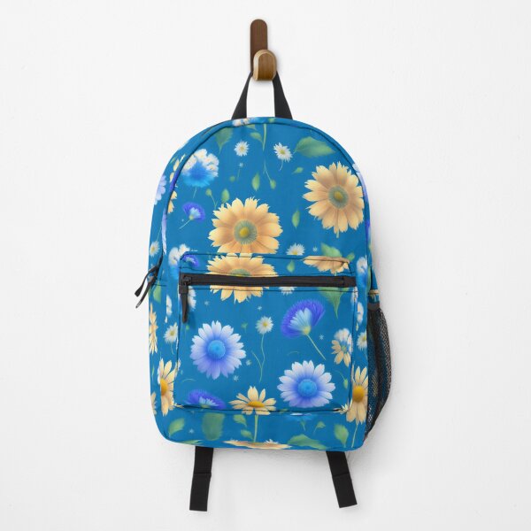 Item preview, Retro Yellow Blue Flower Pattern designed and sold by Digi Artworks Store.