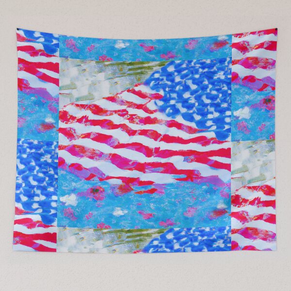 Item preview, US flag Reflected in a River as though painted by Claude Monet [Lighter t-shirts see other one for darker t-shirts} designed and sold by CristalleLisa.