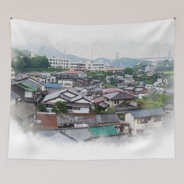 Item preview, Acuarela de Shimonoseki con puente Kanmon al fondo designed and sold by AvonPerception.