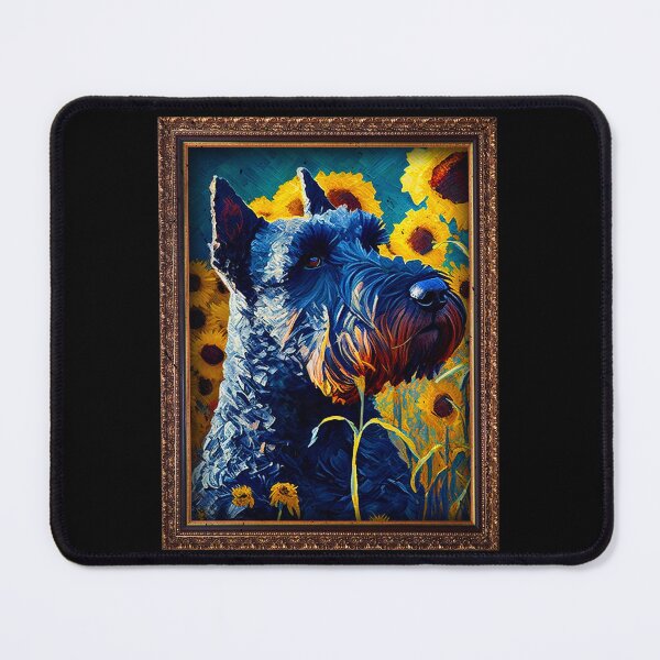 Item preview, Kerry Blue Terrier Sunflower Painting Adorable Dog designed and sold by rafaeltto.