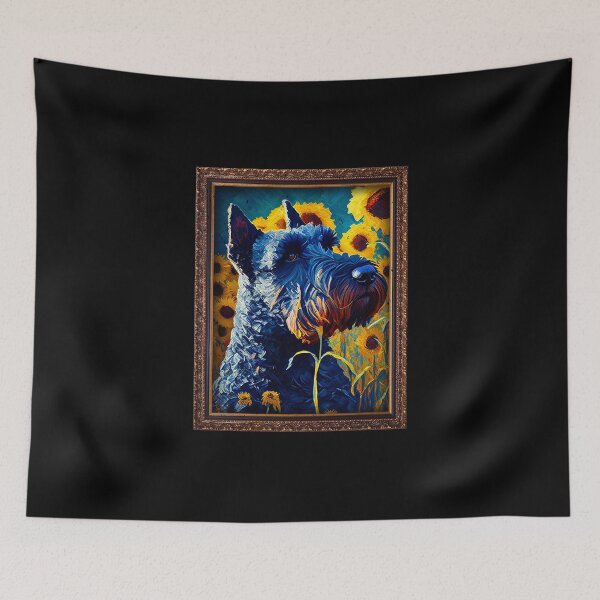 Item preview, Kerry Blue Terrier Sunflower Painting Adorable Dog designed and sold by rafaeltto.