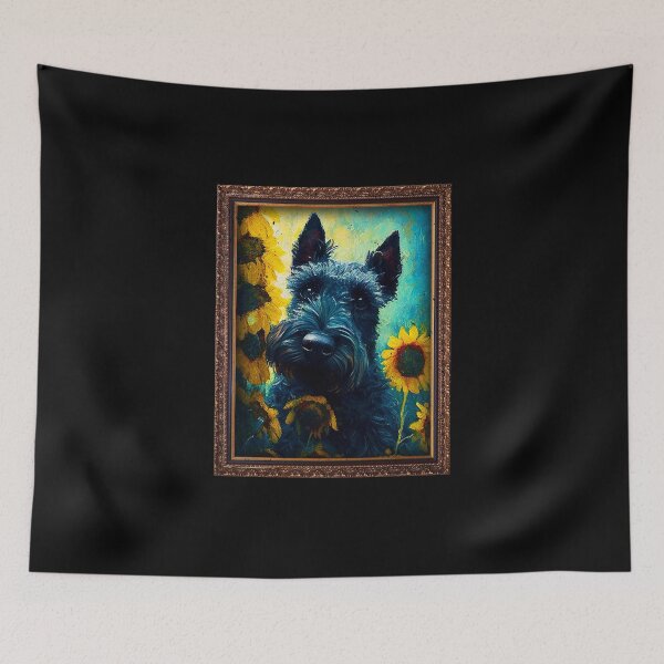 Item preview, Kerry Blue Terrier Sunflower Painting Adorable Dog designed and sold by rafaeltto.