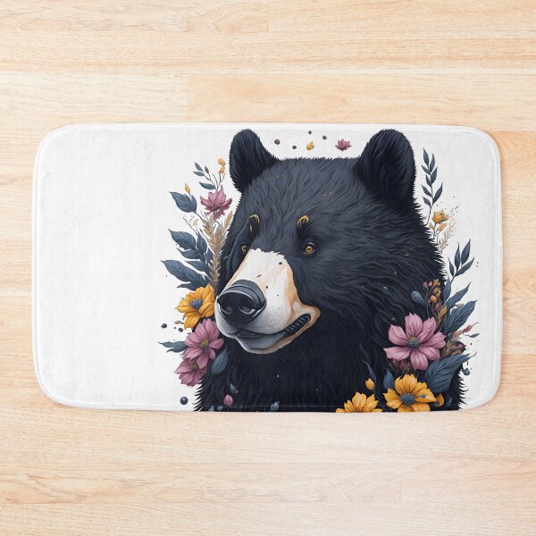 Item preview, Cute Black Bear Watercolor Art with Complementary Flowers and Leaves designed and sold by AndyNgn.