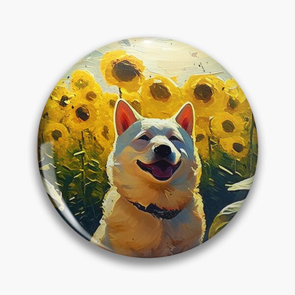 Item preview, Korean Jindo Sunflower Painting Adorable Dog designed and sold by rafaeltto.