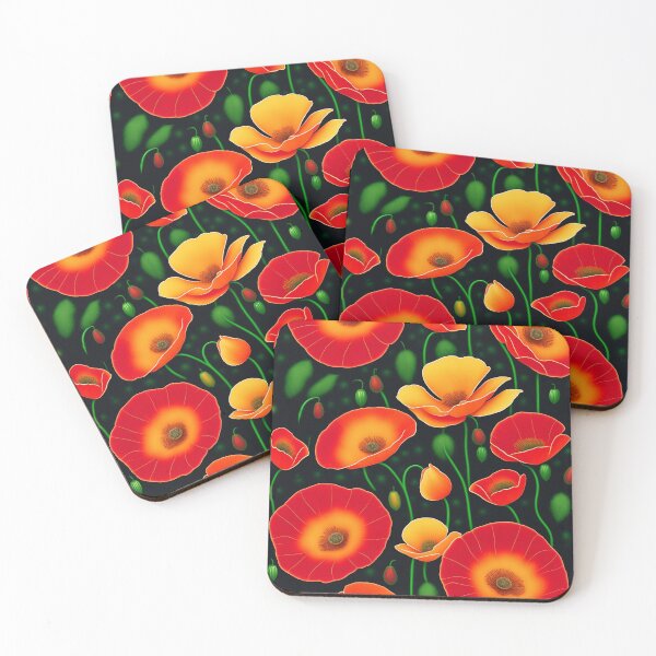 Artikelvorschau, Rote Mohnblumen Wildblumen Art.-Nr entworfen und verkauft von Digi Artworks Store.
