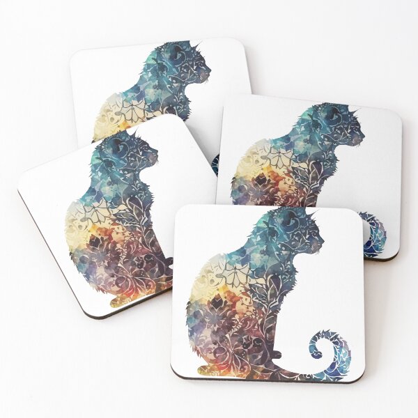 Item preview, A Cat Overlaid with Bohemian Pattern in Blue - Boho Animals designed and sold by GVRDesign.