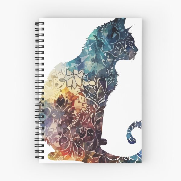 Item preview, A Cat Overlaid with Bohemian Pattern in Blue - Boho Animals designed and sold by GVRDesign.