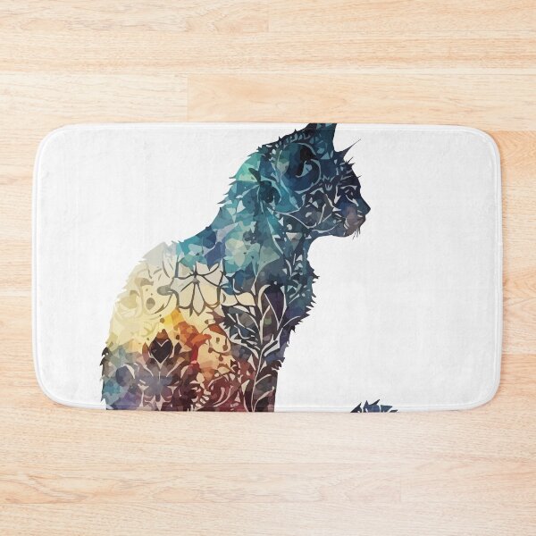 Item preview, A Cat Overlaid with Bohemian Pattern in Blue - Boho Animals designed and sold by GVRDesign.