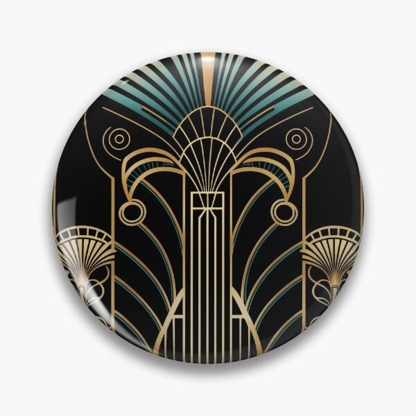 Item preview, Bohemian Luxury Gold Teal Art Deco Ornament Pattern On Black designed and sold by artsandsoul.