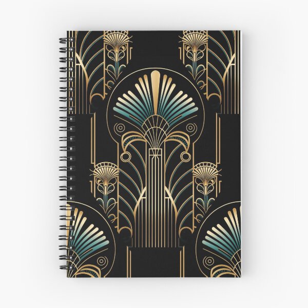 Item preview, Bohemian Luxury Gold Teal Art Deco Ornament Pattern On Black designed and sold by artsandsoul.