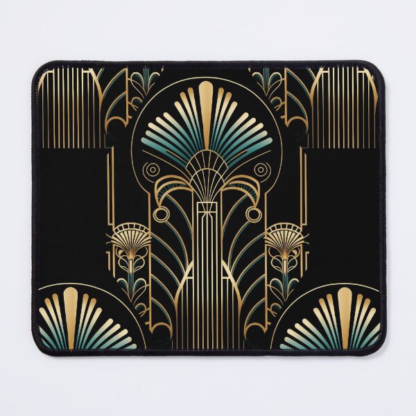 Item preview, Bohemian Luxury Gold Teal Art Deco Ornament Pattern On Black designed and sold by artsandsoul.