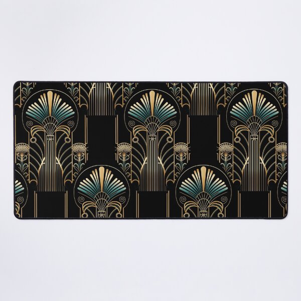 Item preview, Bohemian Luxury Gold Teal Art Deco Ornament Pattern On Black designed and sold by artsandsoul.