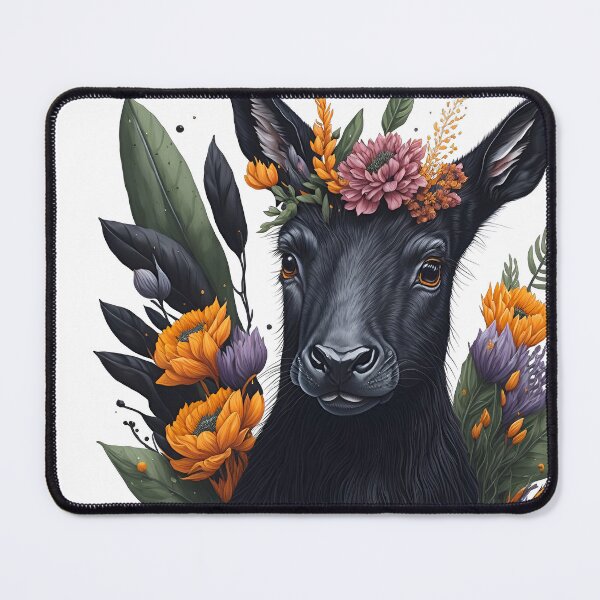 Item preview, Cute Black Klipspringer with Watercolor Flowers and Leaves designed and sold by AndyNgn.