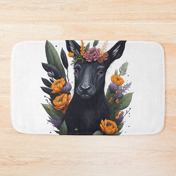 Item preview, Cute Black Klipspringer with Watercolor Flowers and Leaves designed and sold by AndyNgn.