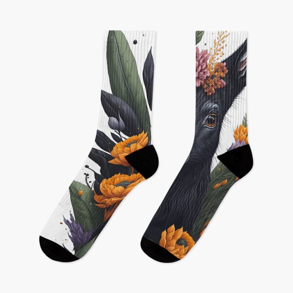 Item preview, Cute Black Klipspringer with Watercolor Flowers and Leaves designed and sold by AndyNgn.
