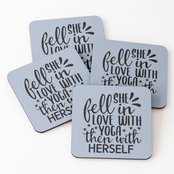 Item preview, Yoga Quote She Fell In Love With Yoga And Then With Herself Motivational Saying designed and sold by SoccaTamam.
