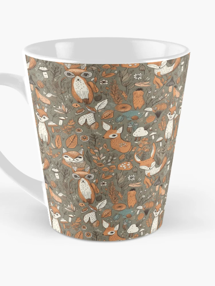 Aperçu 3 sur 4. Mug à café avec l'œuvre Whimsical woodland pattern créée et vendue par PatternSummit.