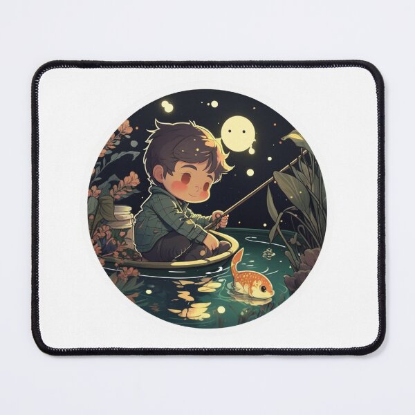 Item preview, Anime boy goes fishing under the moonlight designed and sold by FlemmyFlem.