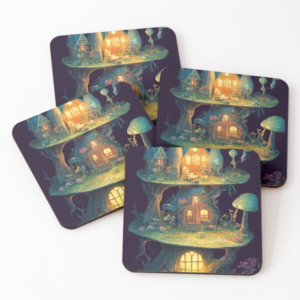 Item preview, Majestic world of magic Mushrooms and cute houses designed and sold by Piotrek0001.