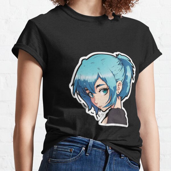 Premium PSD  Anime girl short hair wearing kawaii shirt and jeans