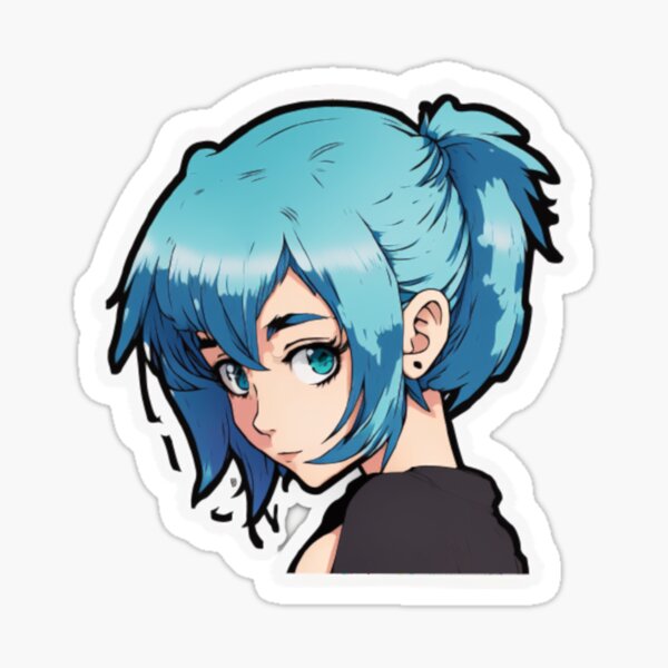 Blue Hair Anime Girl Stickers for Sale