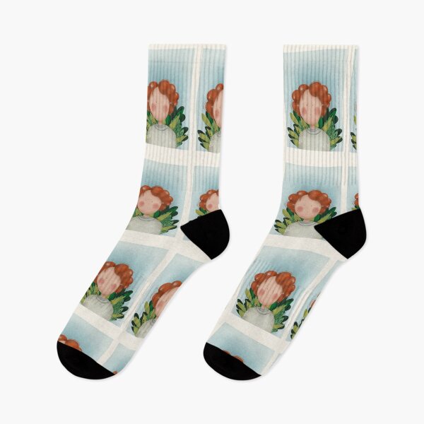 Item preview, Mara the red hair girl poses in the garden designed and sold by alisonsadler.