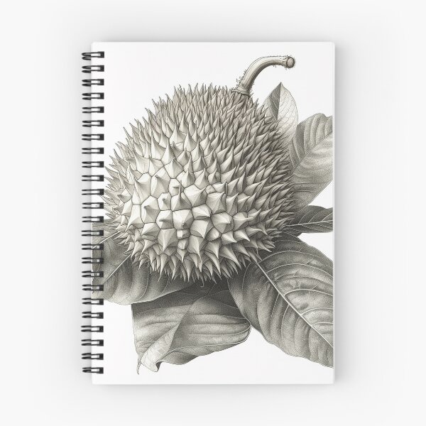 Item preview, Grayscale Botanical Illustration of Durian Fruit designed and sold by EmeraldeaArt.
