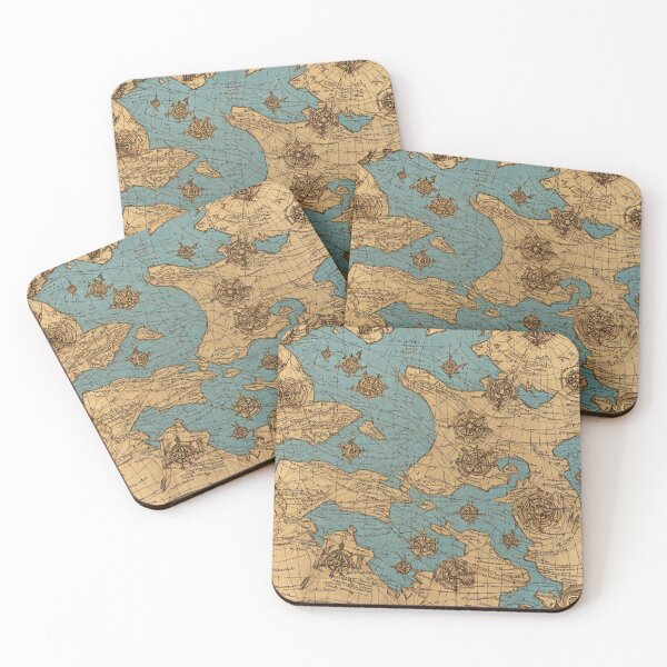 Item preview, Throw Pillow With An Ancient Imaginary Map Illustration designed and sold by Sowari-Pillows.