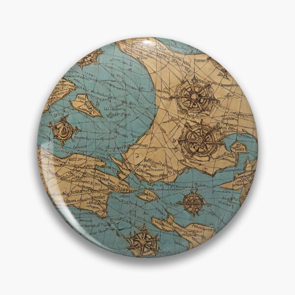 Item preview, Throw Pillow With An Ancient Imaginary Map Illustration designed and sold by Sowari-Pillows.