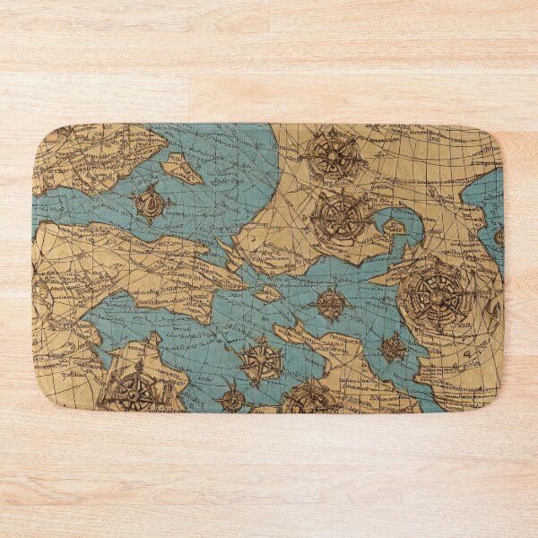 Item preview, Throw Pillow With An Ancient Imaginary Map Illustration designed and sold by Sowari-Pillows.