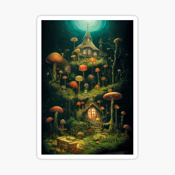 Item preview, Majestic world of magic Mushrooms and cute houses designed and sold by Piotrek0001.
