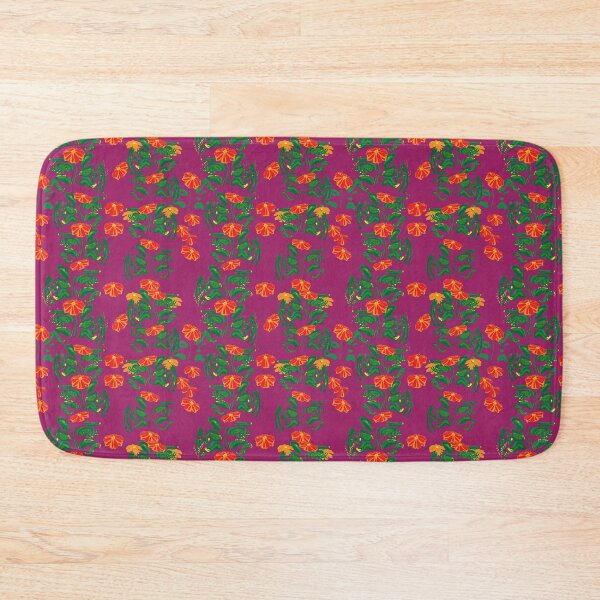 Item preview, RED FLOWERS WITH VINES ON MAGENTA designed and sold by ABEBERMANCHUTE.