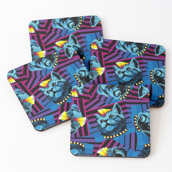 Item preview, Kitten and puppy with a punk mohawk and stripes. Seamless pattern.  designed and sold by Marina Smorodinskaya.