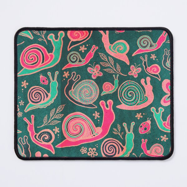 Item preview, Snail convention - pink & green on jade designed and sold by AprilAppleArt.