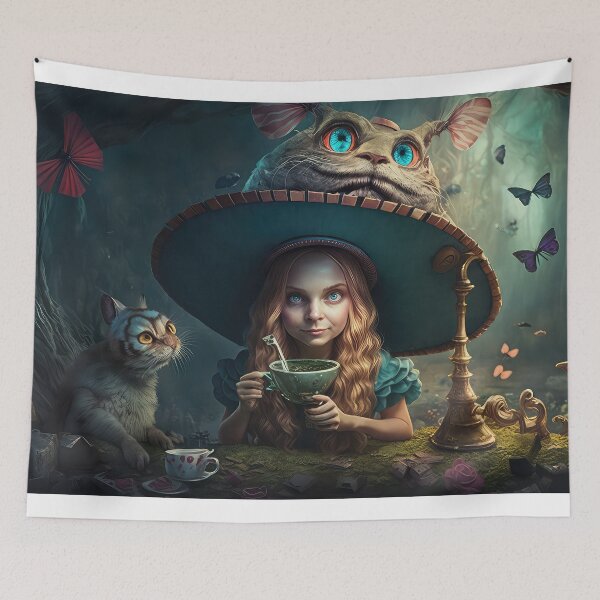 Item preview, Alice in Wonderland. "Tea Party with the Mad Hatter and the Cheshire Cat" designed and sold by thewandswant.