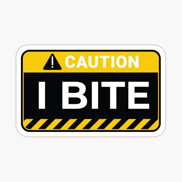 Caution May Bite! Cartoon Piranha Fish Warning Sign | Sticker