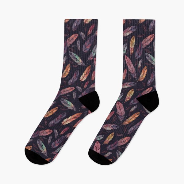 Item preview, Colorful Feather Pattern on Black Background designed and sold by CinEmmaDesign.